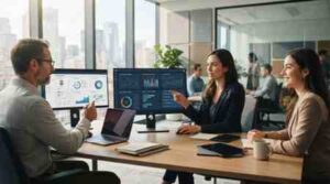 HR team managing AI powered Learning Management System for employee development.
