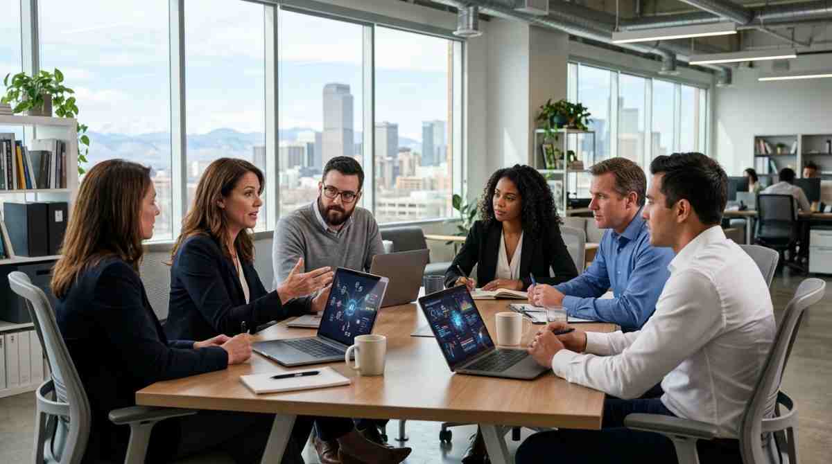Software developers building an AI application for a Denver business