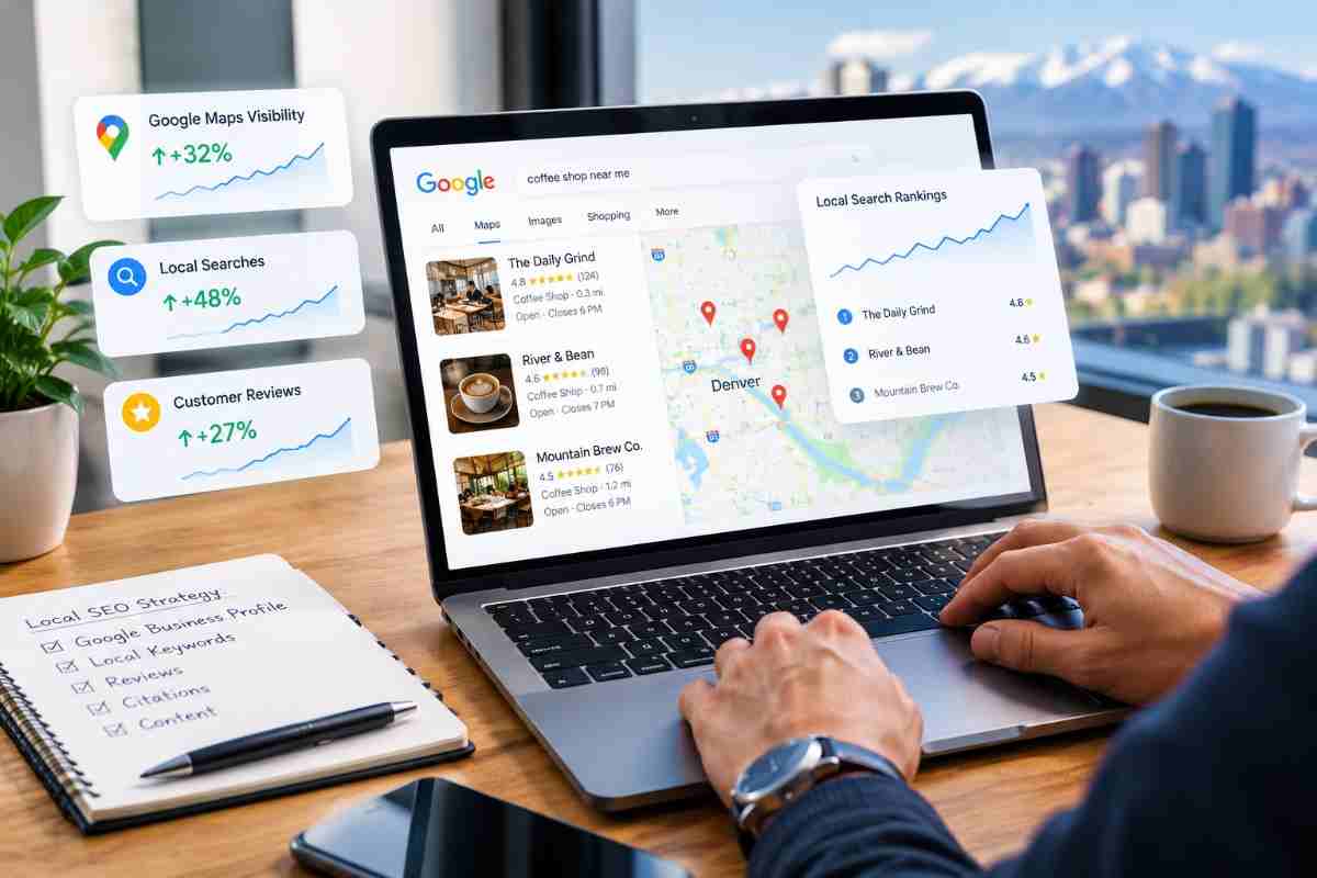 Business owner creating photos for a Google Business Profile